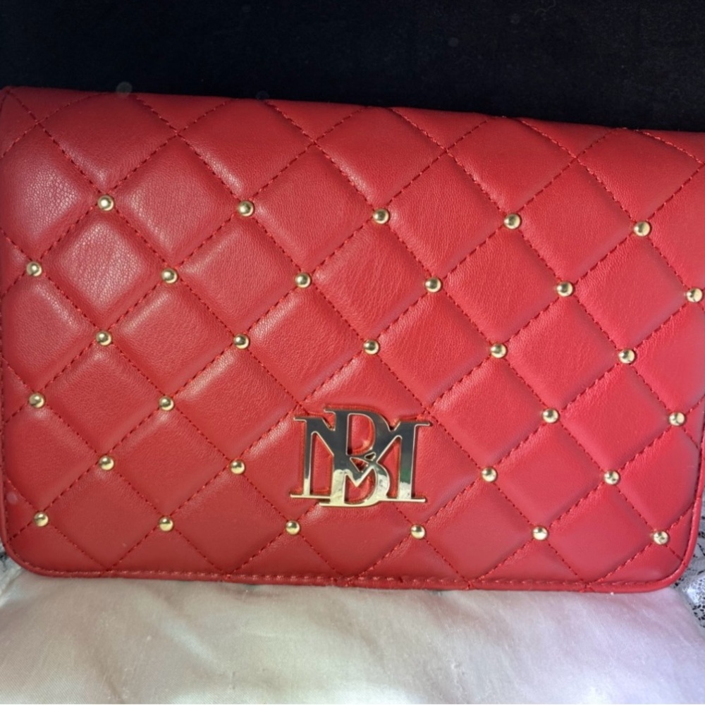Badgley Mischka Red Quilted Crossbody Bag New